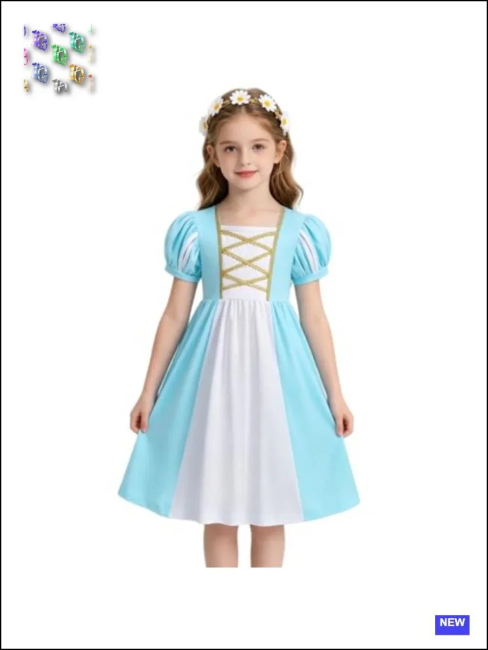 Girls Medieval Princess Dress Renaissance Costume with Flower Headband